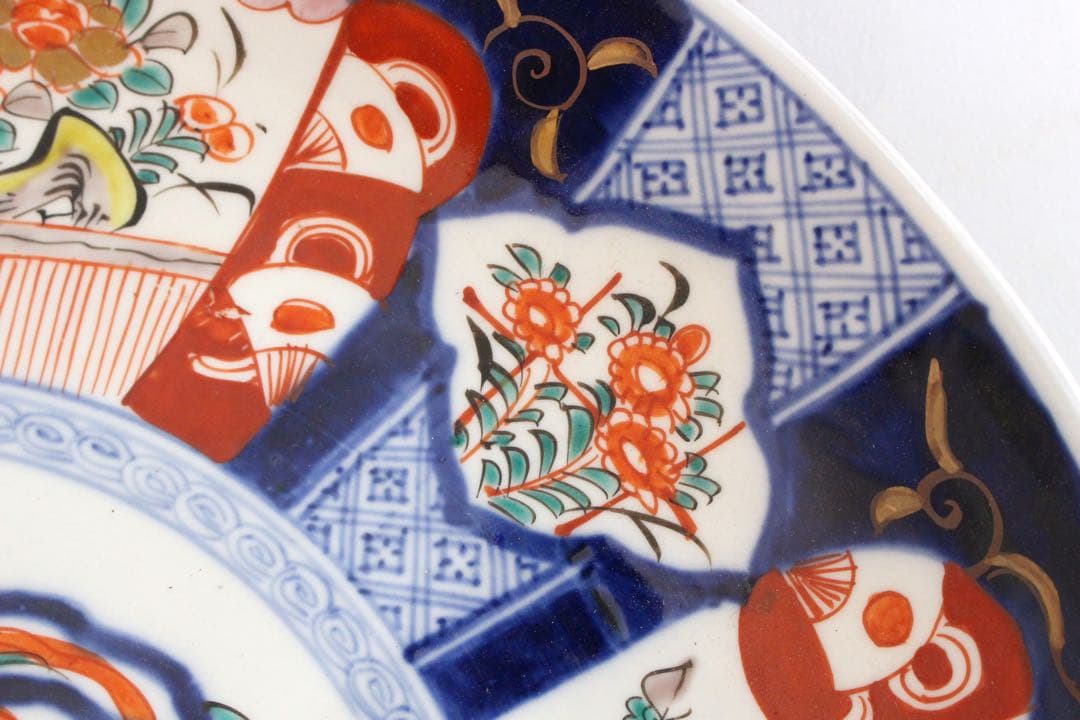 No4436 古伊万里　染錦大皿2点　赤絵　金襴手　鳳凰　花鳥　古美術　送料無料