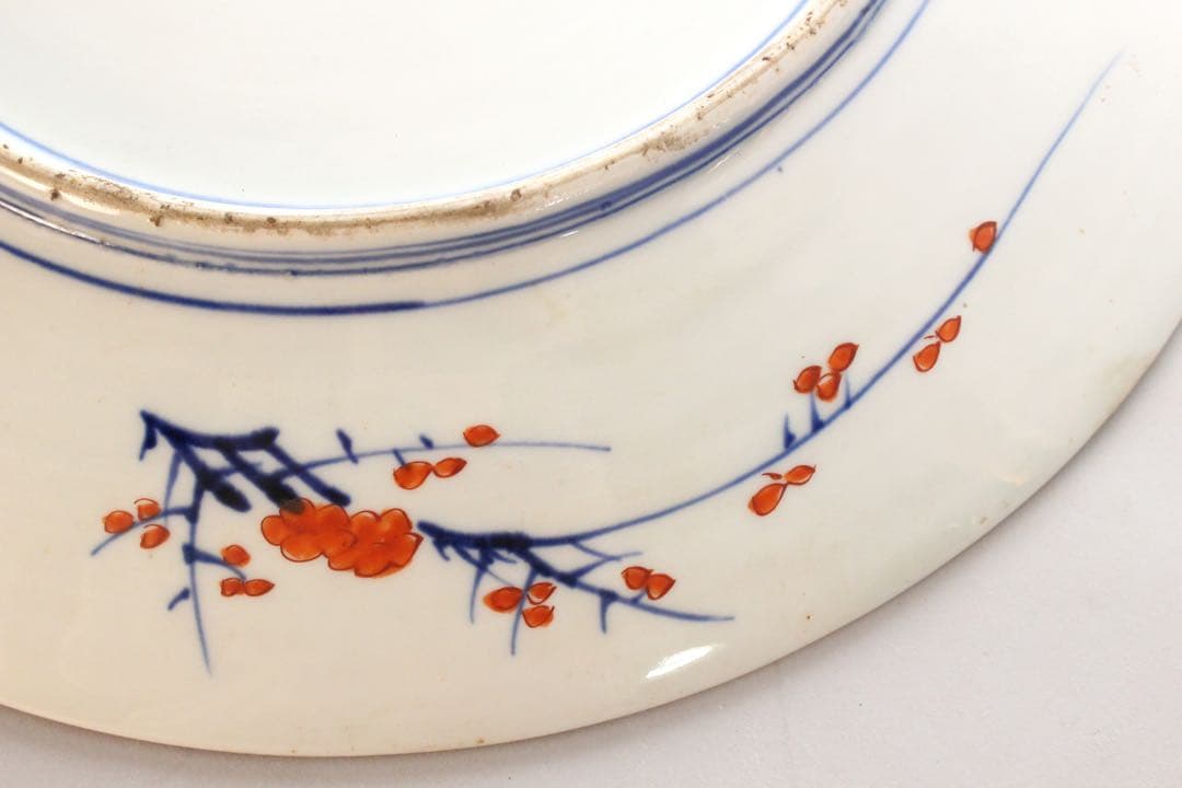 No4436 古伊万里　染錦大皿2点　赤絵　金襴手　鳳凰　花鳥　古美術　送料無料