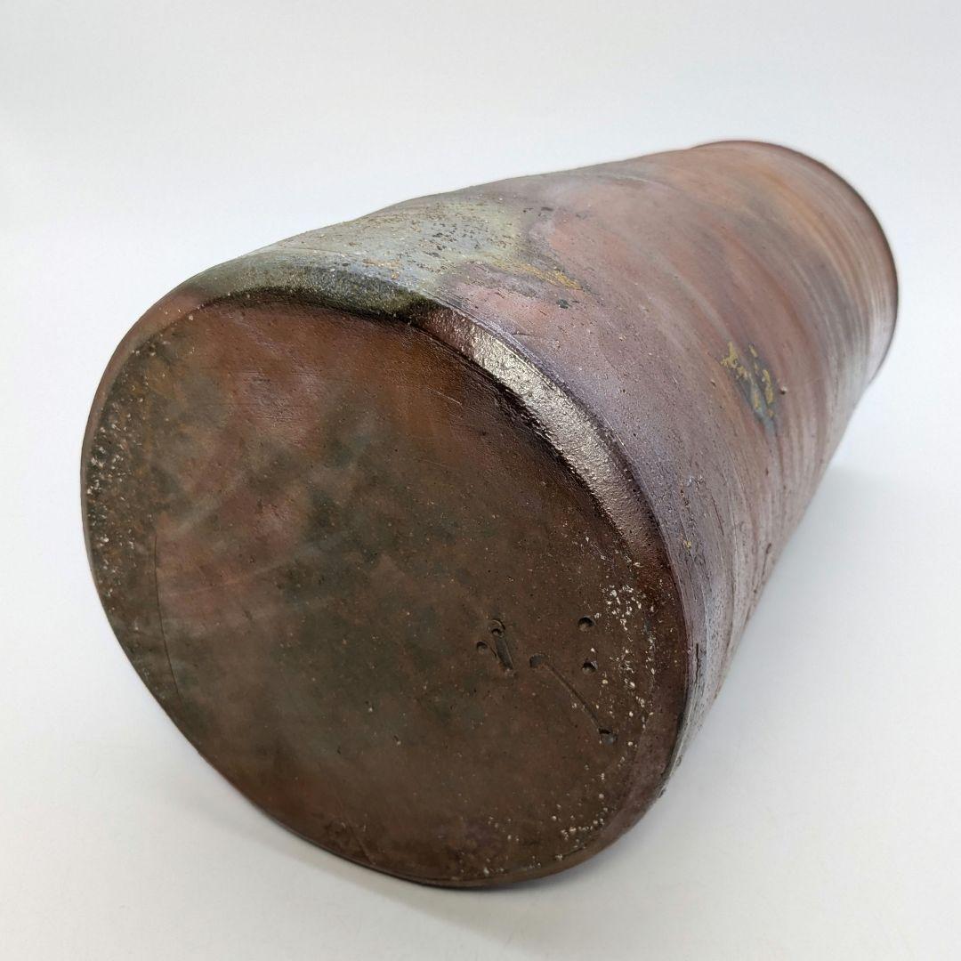 藤原宏 備前焼 大筒花生 花瓶 花器 フラワーベース 華道具 インテリア 置物