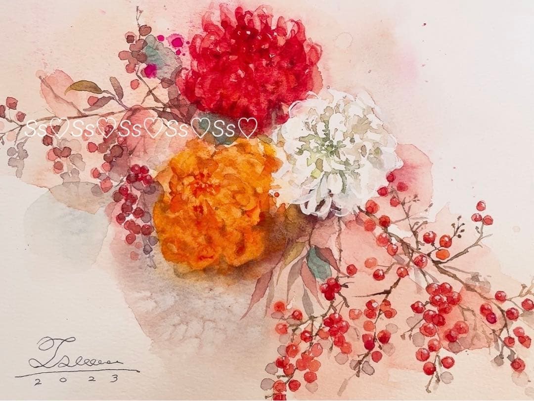 水彩画 アート 花の絵