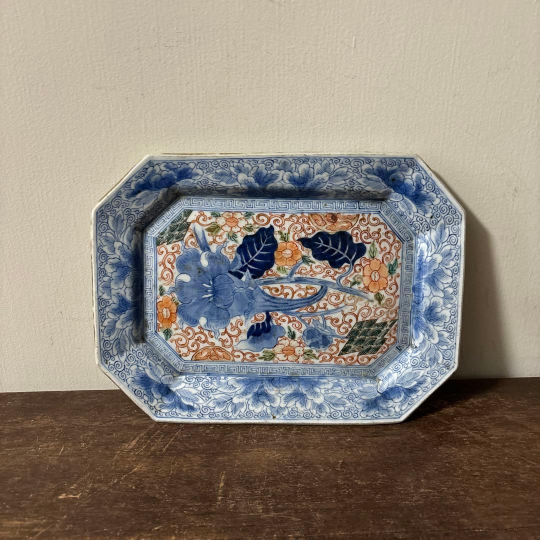 古伊万里八角皿　アンティーク　白磁　李朝