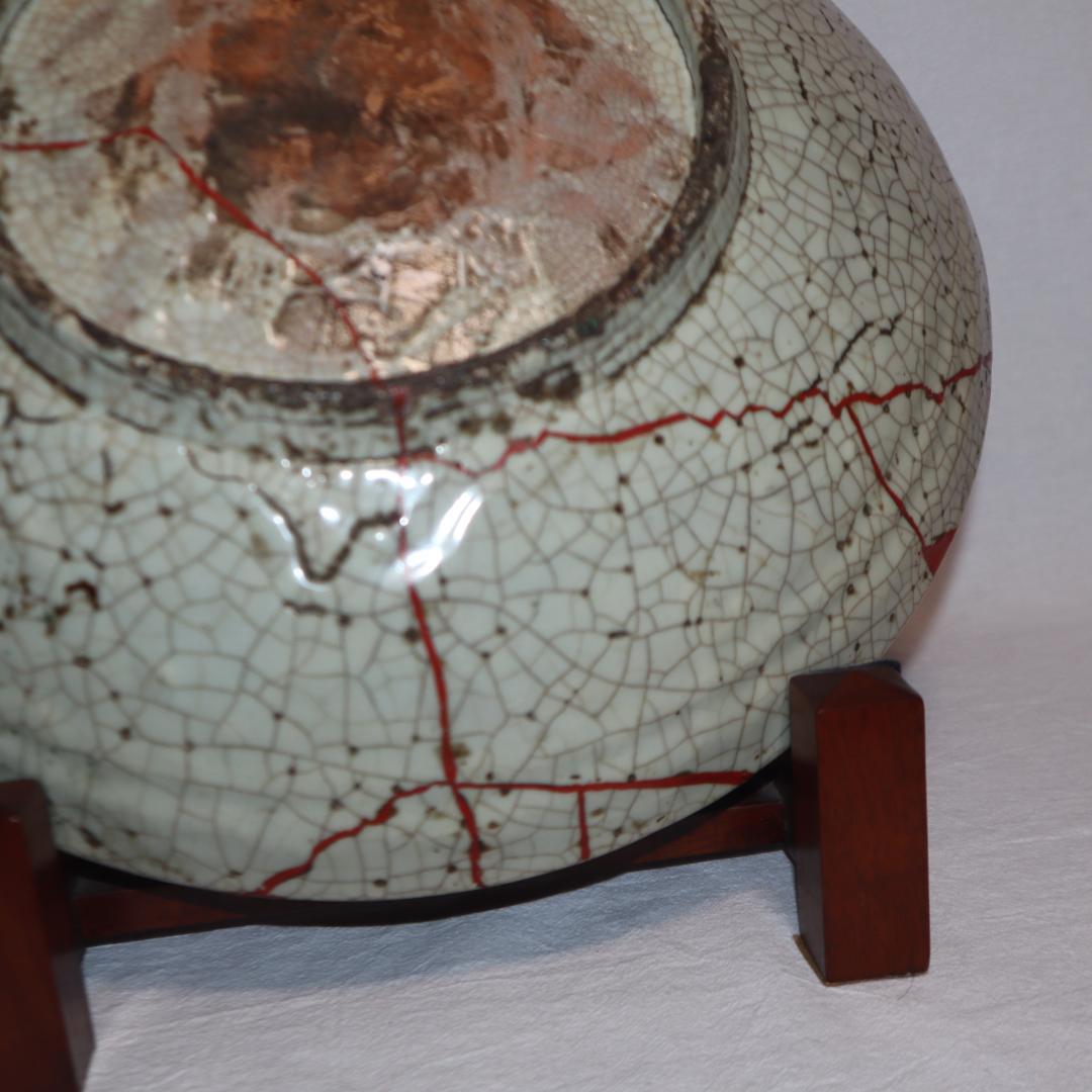 本家　呉須赤絵　貫入手大皿