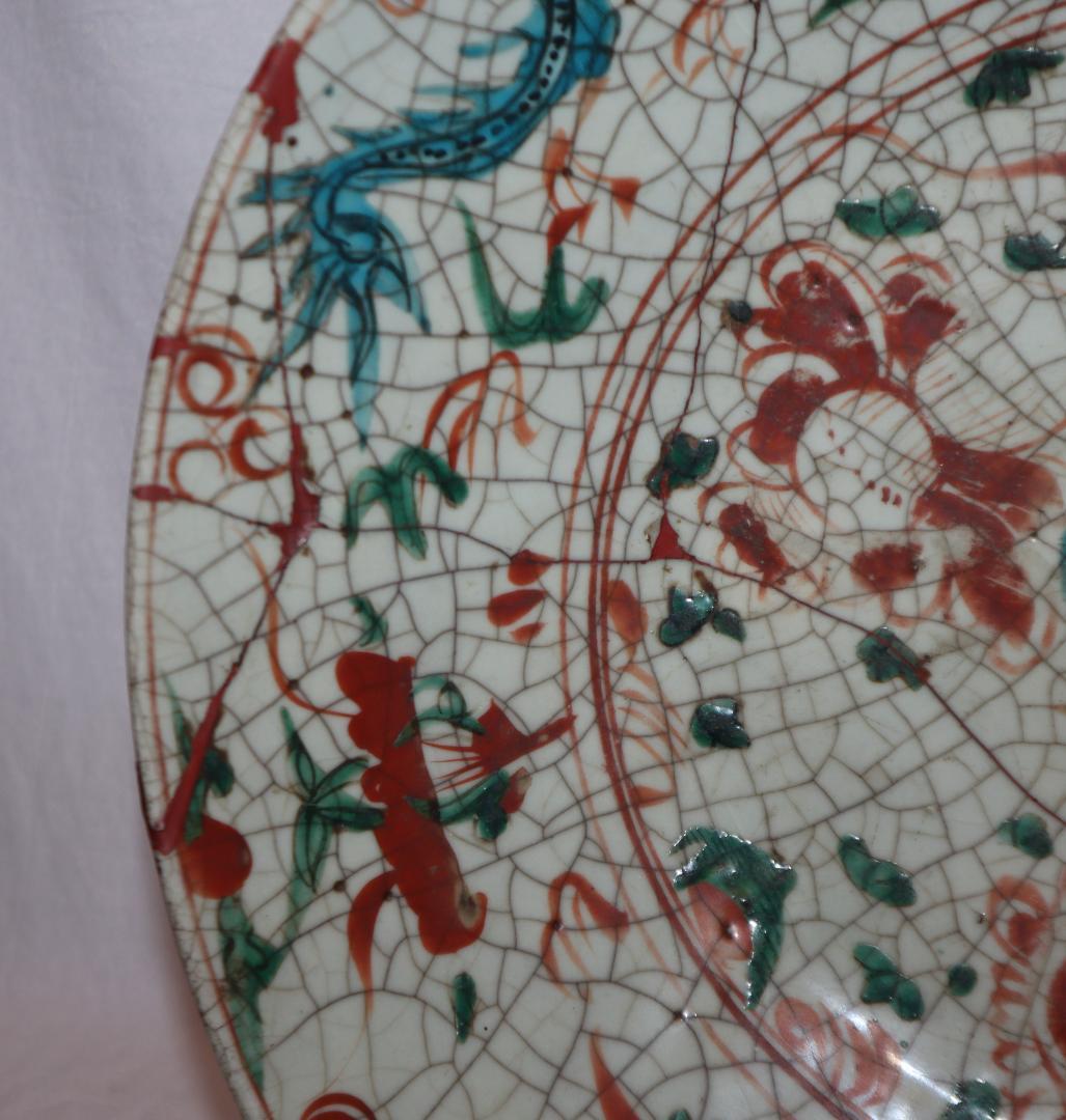 本家　呉須赤絵　貫入手大皿