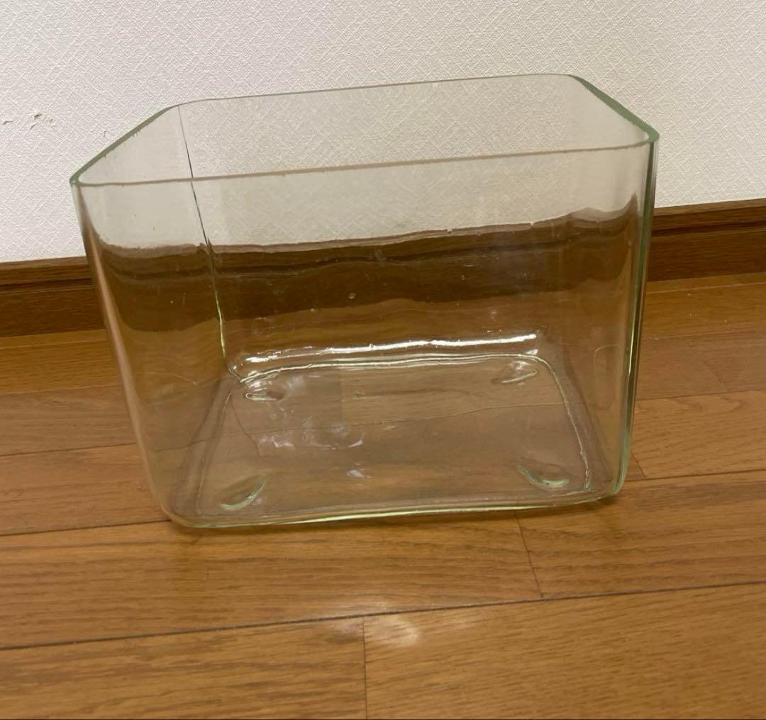 大正　昭和　ゆらゆらレトロガラス鉢角型