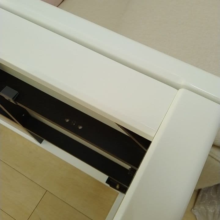 美品　こたつ　テーブル　ホワイト白 長方形 ヒーター付　鏡面　120