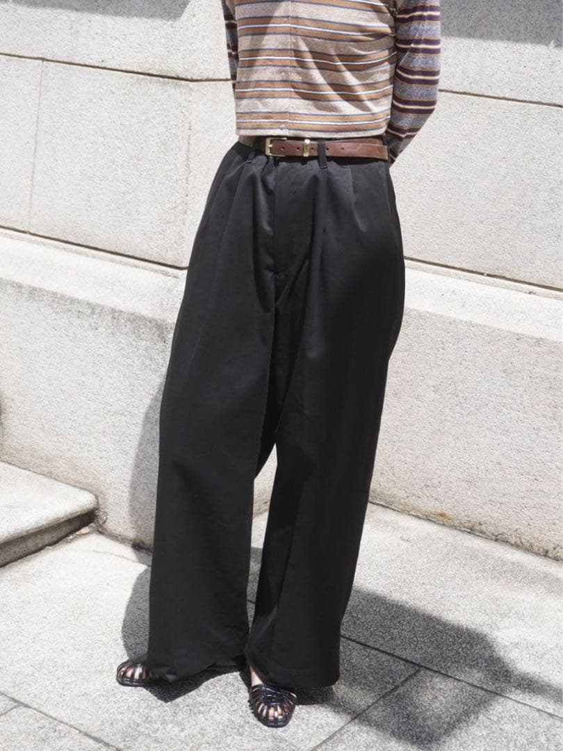 2TUCK WIDE CHINO TROUSERS BLACK サイズ1