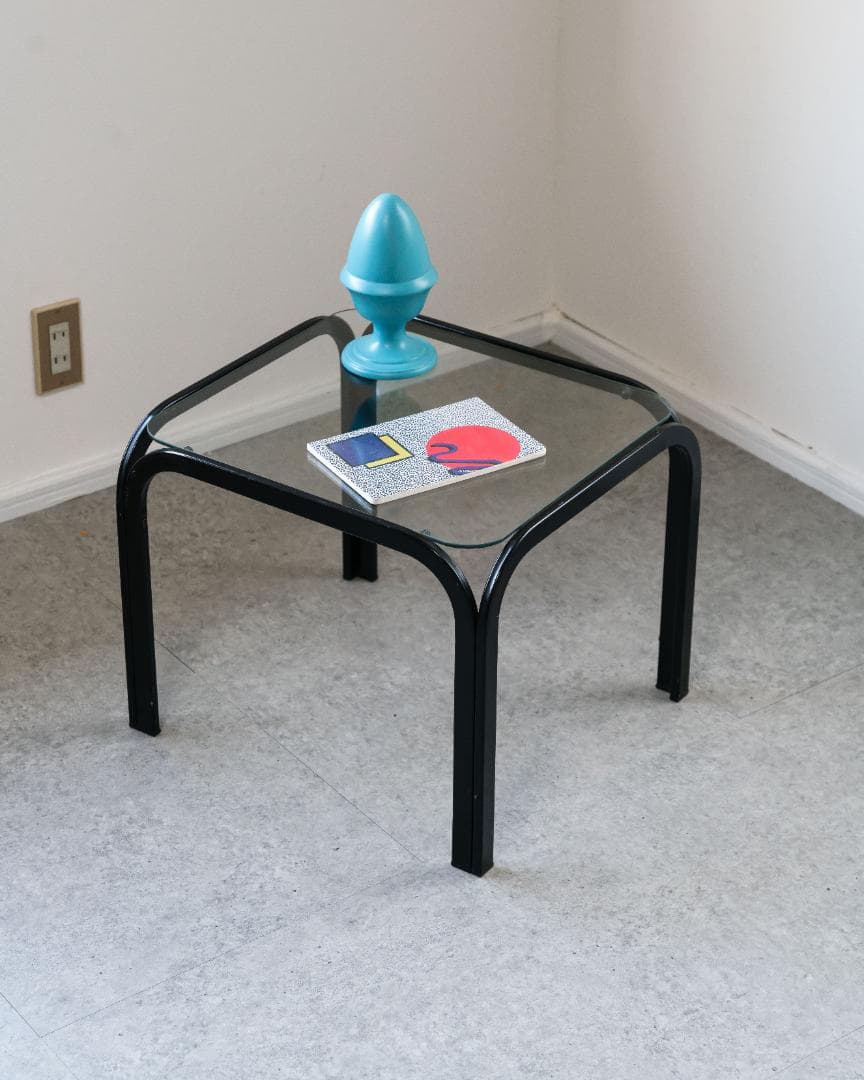 アイアンフレーム コーヒー ローテーブル ガラストップ 昭和レトロ モダン