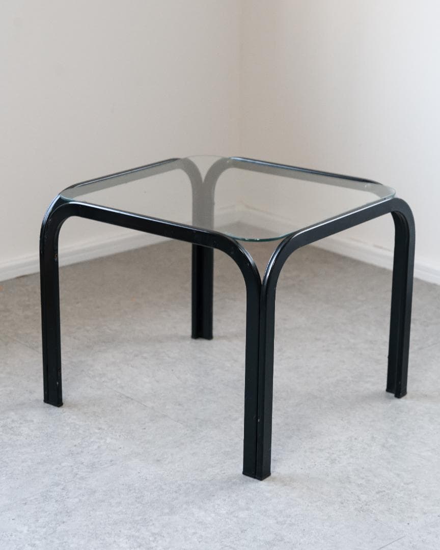 アイアンフレーム コーヒー ローテーブル ガラストップ 昭和レトロ モダン