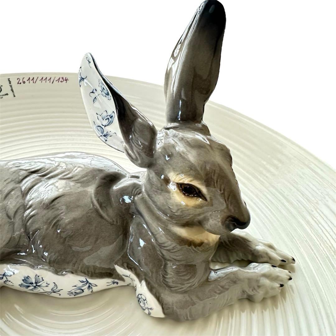 【希少品】最高級 ニンフェンブルク ◆ドイツ製 野うさぎプレート 風水 卯