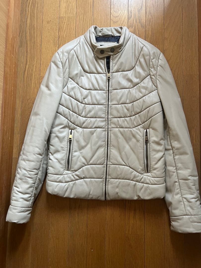 Dolce & Gabbana レザーダウンライダースライトグレージュ48