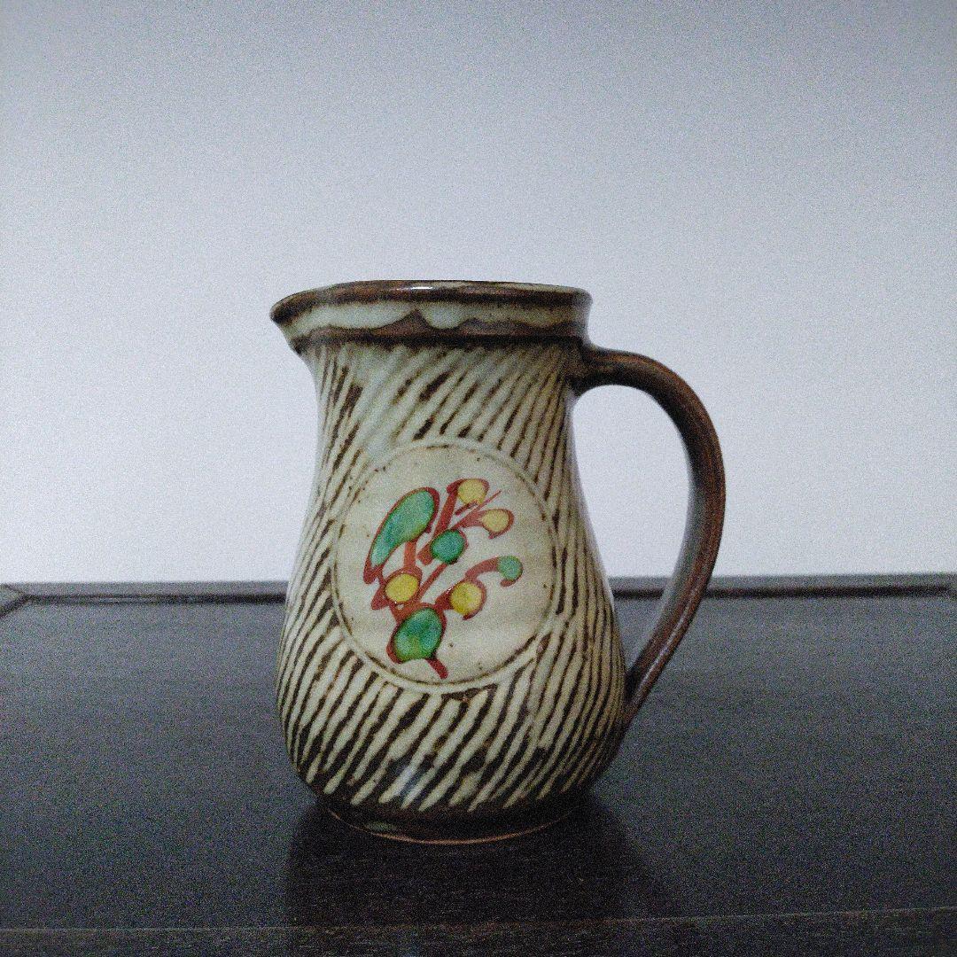 NO573　島岡達三(人間国宝)　象篏赤絵ジャグ　箱あり