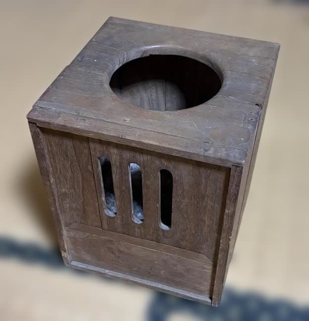 昭和レトロ 木枠火鉢 箱火鉢 陶器内蔵 炭付き 和風インテリア