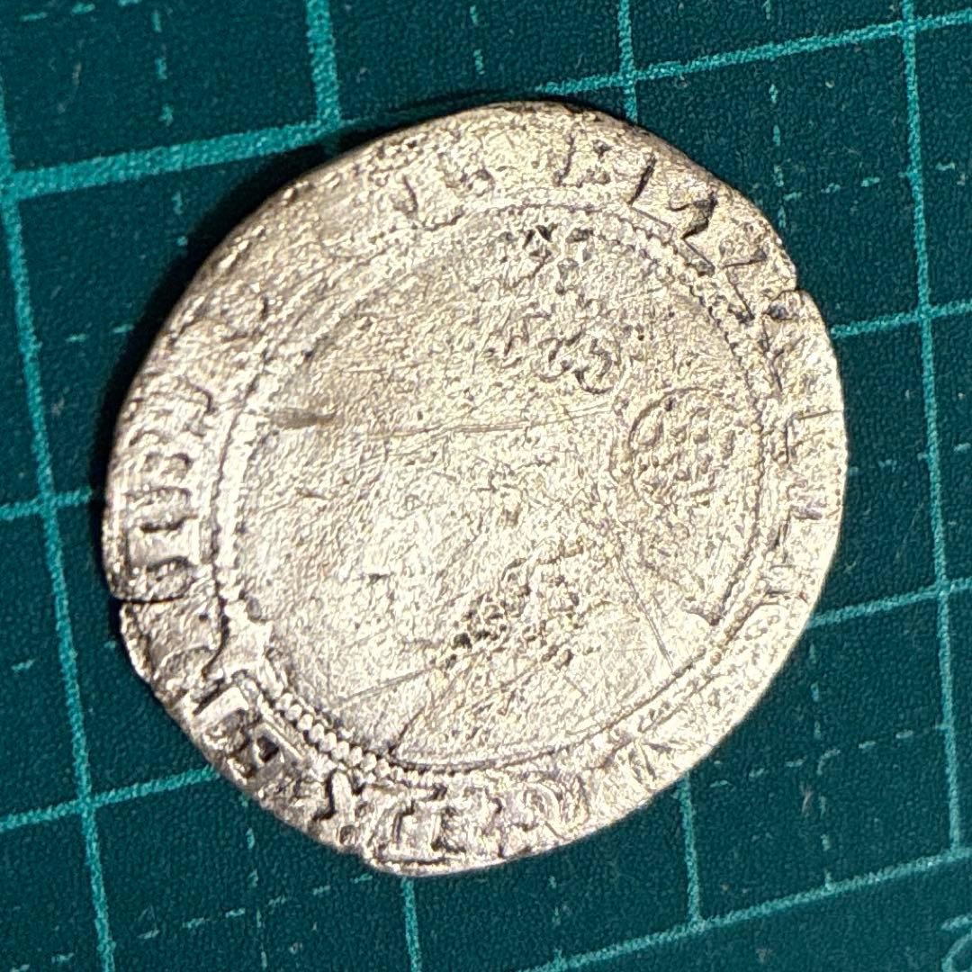 アンティーク エリザベス1世 1592年 6ペンス銀貨