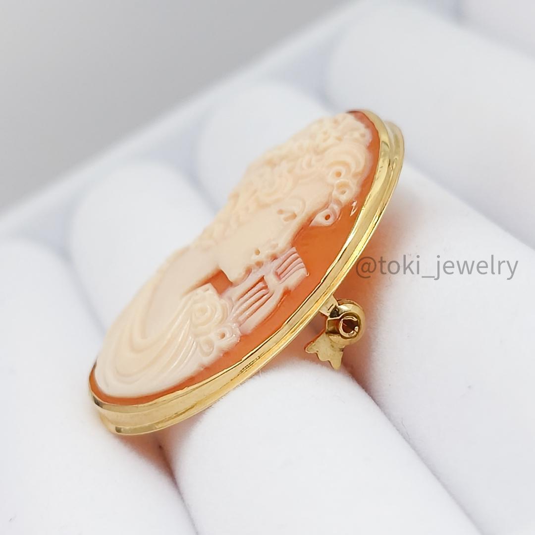 K18 カメオブローチ ペンダントトップ 18金