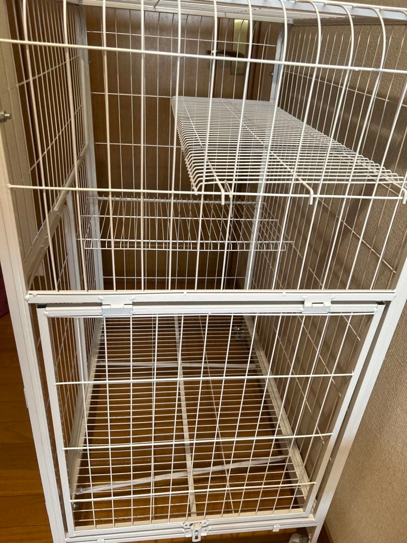 キャットケージ 2段構造 ホワイト