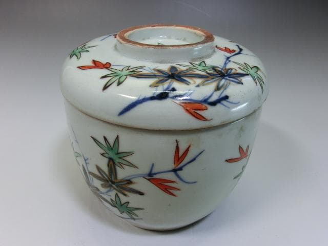 蓋物■紅葉 蓋茶碗 赤絵染付 蓋器(江戸後期～明治期) 鳩居堂 蓋鉢 時代 骨董