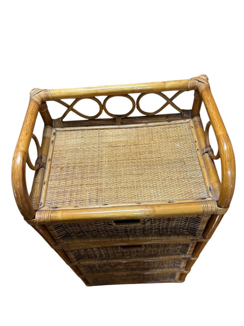 昭和レトロ ラタンチェスト 4段 引き出し箪笥 古家具 ビンテージヴィンテージ