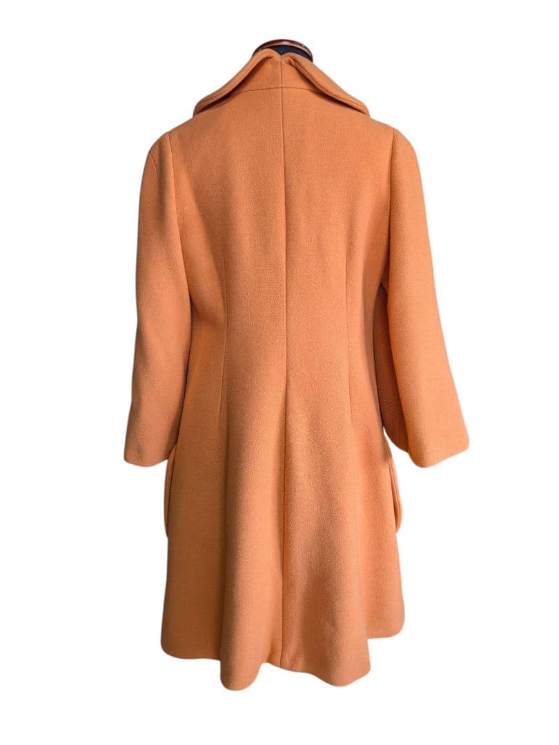 ソニアリキエル シルク コート 丸襟 フレア袖 Aライン オレンジ 40