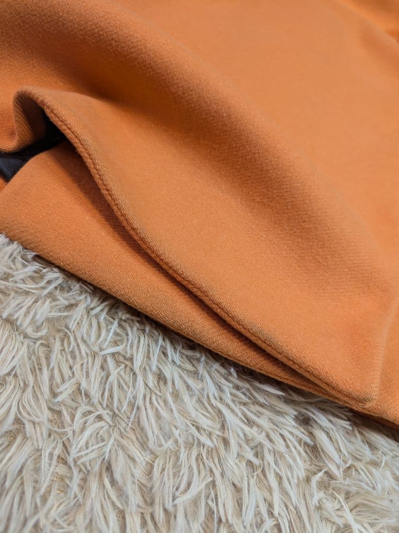 ソニアリキエル シルク コート 丸襟 フレア袖 Aライン オレンジ 40