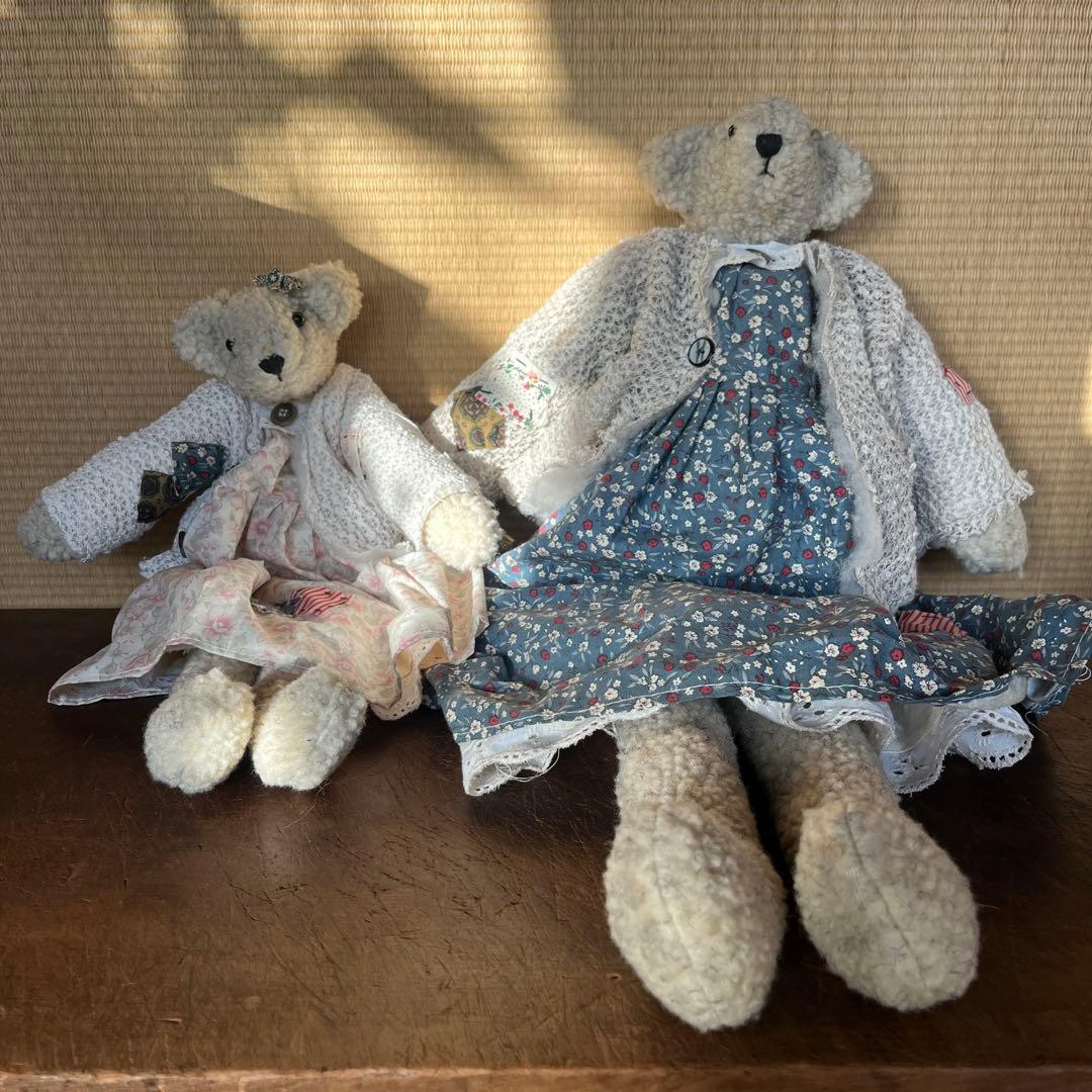 テディベア 大小セット ハンドメイド 花柄ドレス