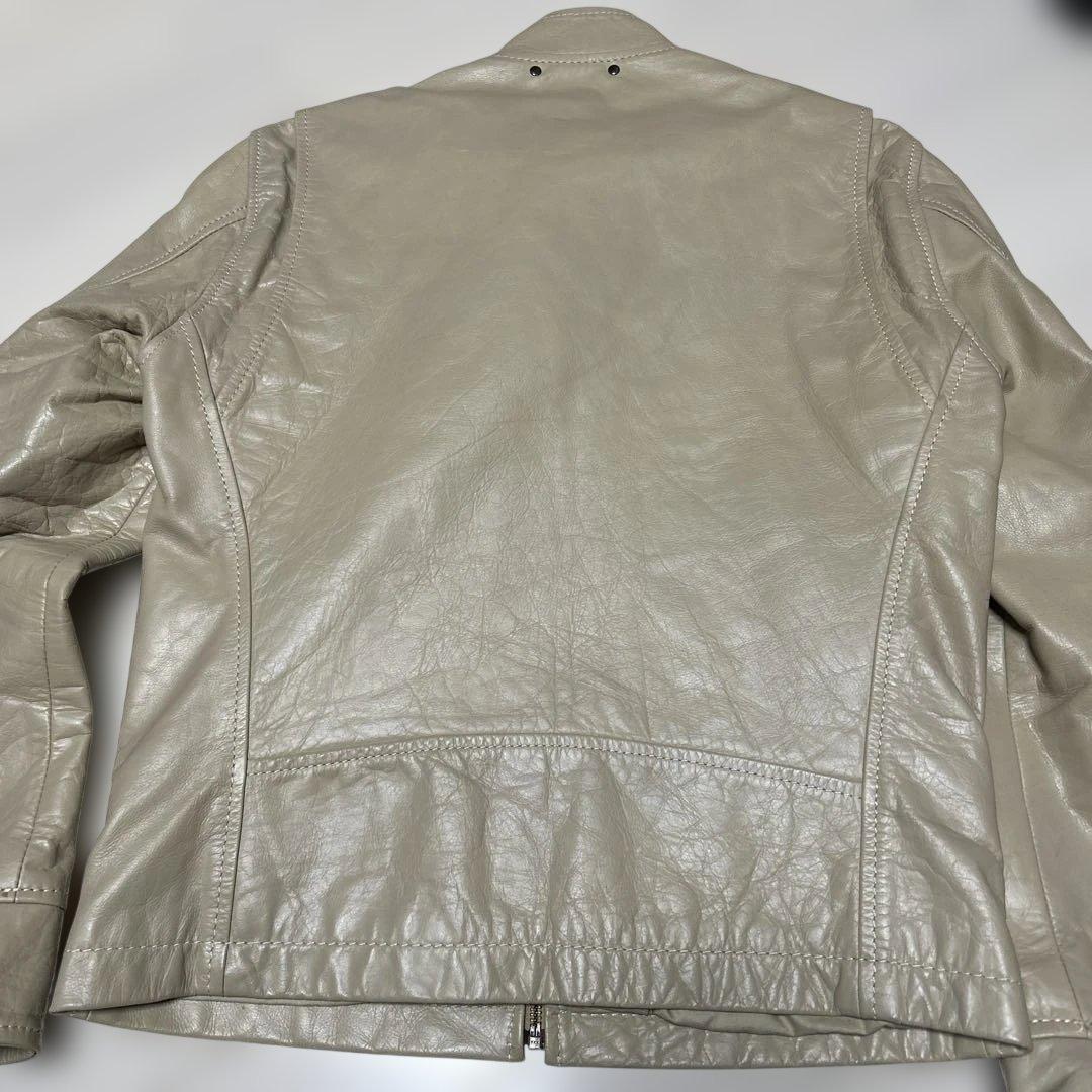 BEAMS ライトグレー レザー シングルライダース　牛革