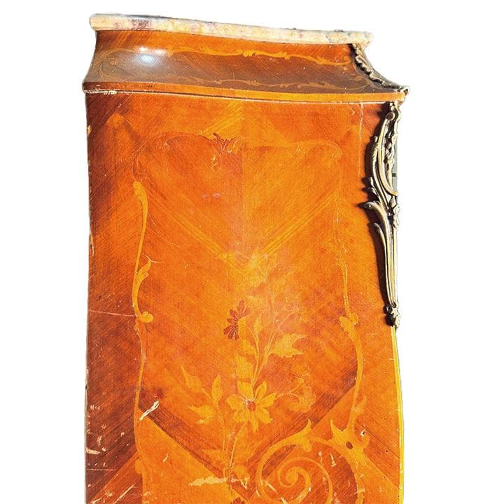 送料無料 ウルグアイ製 象嵌 机 チェスト ライティングビューロ 猫脚 鍵付 ①