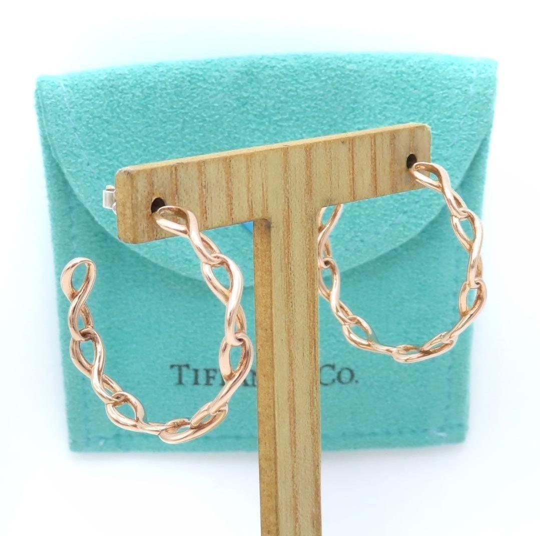 セール❣ティファニー ピンクゴールド メタル インフィニティ フープ ピアス