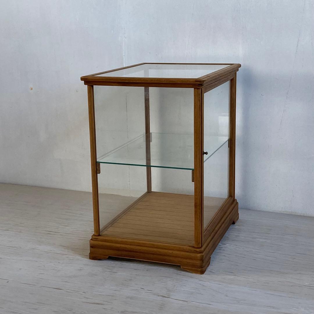古い木製 ガラスケース 2段 卓上 ショーケース