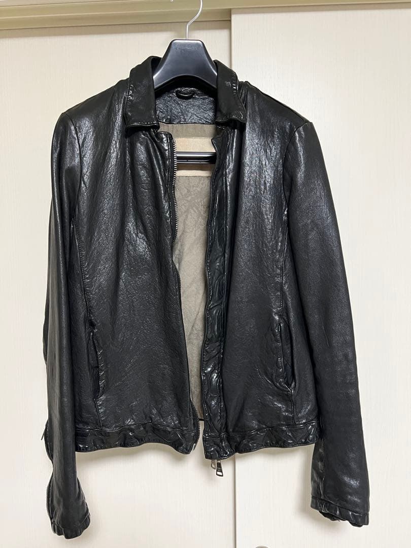イタリア製 GIORGIO BRATO 46 レザーシングルライダース ブラック