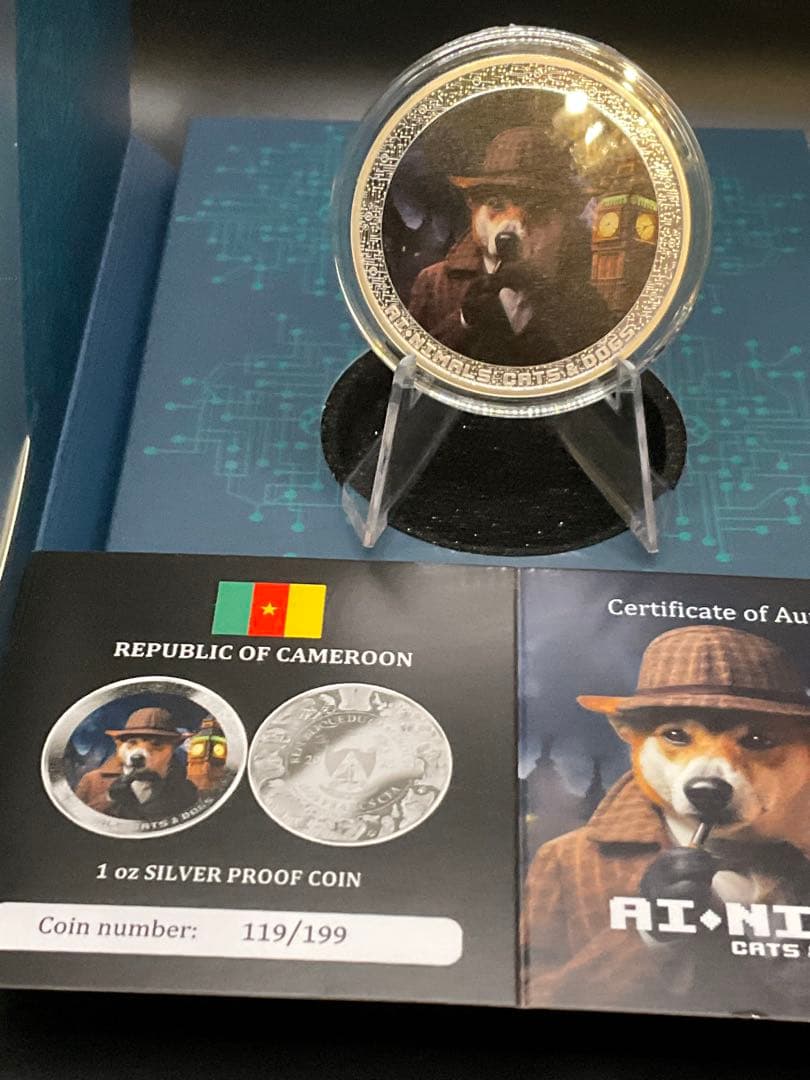 AI ANIMALS CATS & DOGS 1oz シルバープルーフ銀貨