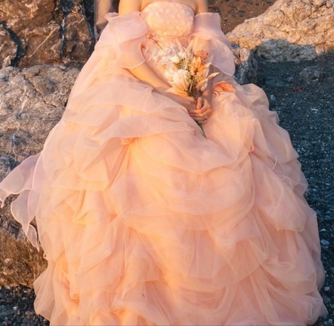 カラードレス　チュールドレス　ピンク