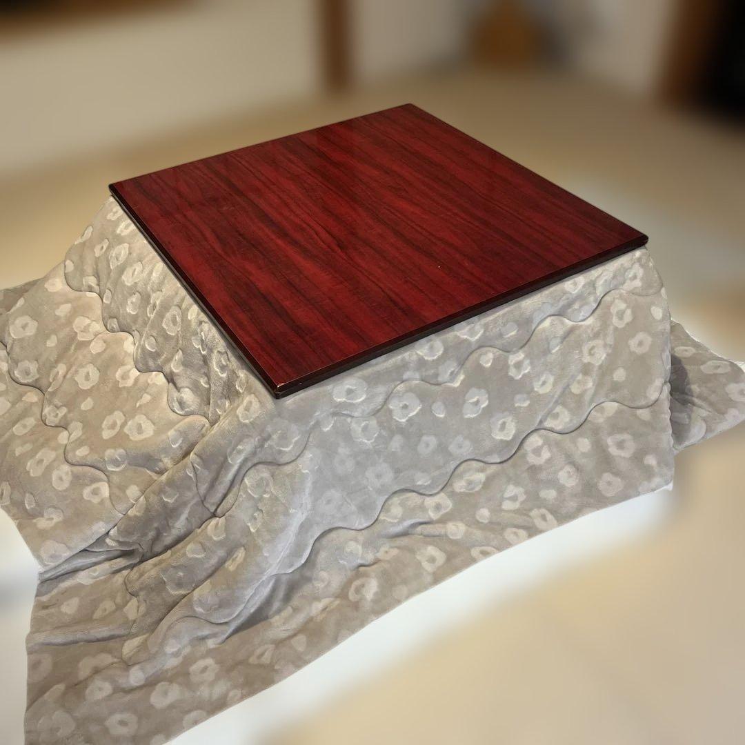 木製こたつ&テーブル &グレー布団付き