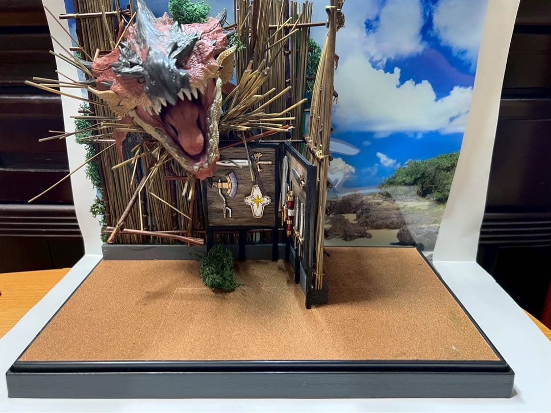 モンハンフィギュア　モンハンワイルズ　リオレウス ガンプラナイトガンダムジオラマ
