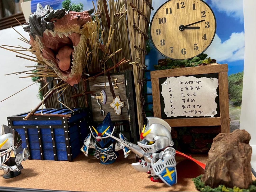 モンハンフィギュア　モンハンワイルズ　リオレウス ガンプラナイトガンダムジオラマ