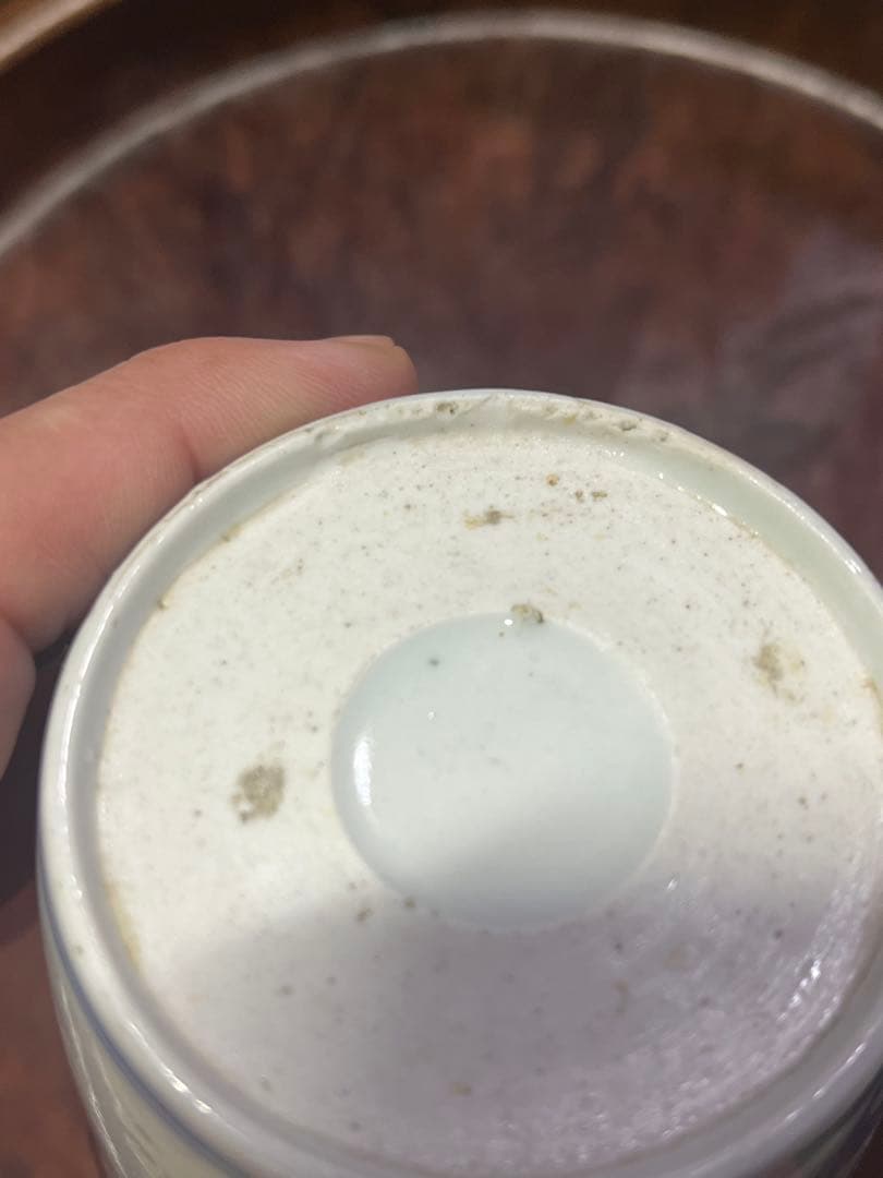 古伊万里　蕎麦猪口　菊　きく　線描　宝珠　軍配　団扇　経巻　宝巻　美品