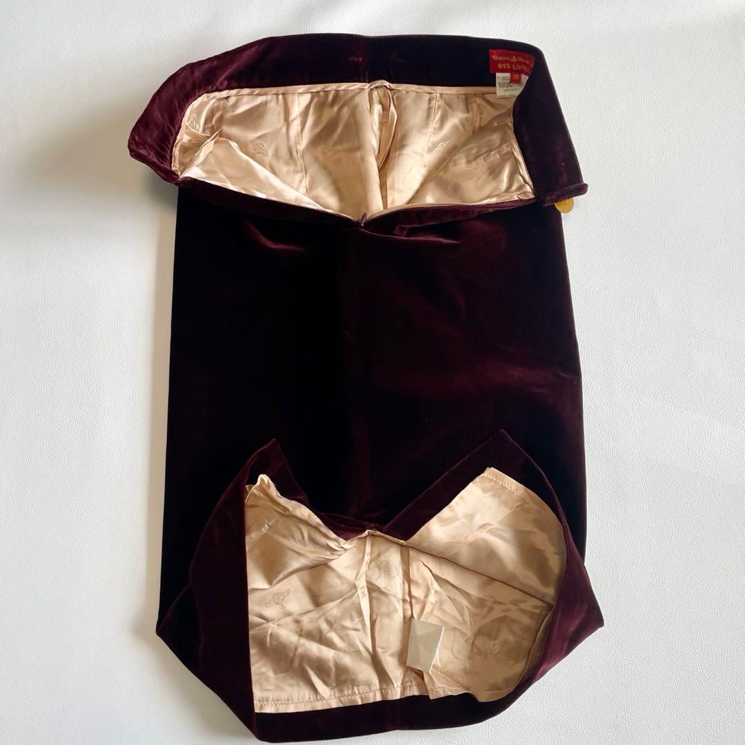 【ヴィヴィアンウエストウッドレッドレーベル】ベロア タイトスカート オーブ 38