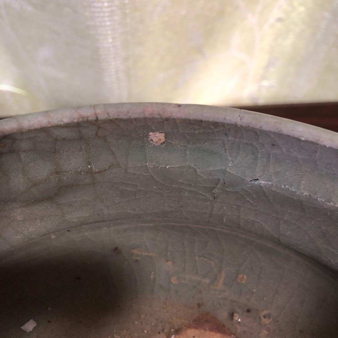 青磁　瓶掛け　香炉大　青磁　三つ足　骨董　茶道具