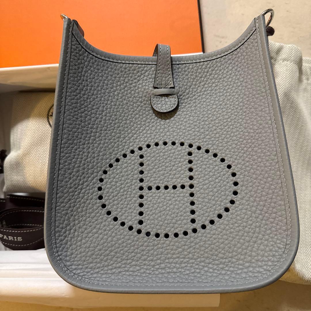 新品 エルメス ミニ エブリン TPM グリパンタン K刻印 グレー系 ミニエブ