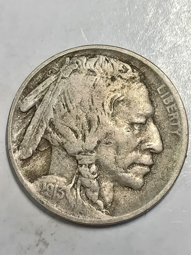 fv01 エラー硬貨 1913年-. インディアンヘッド 5セント 盛り土