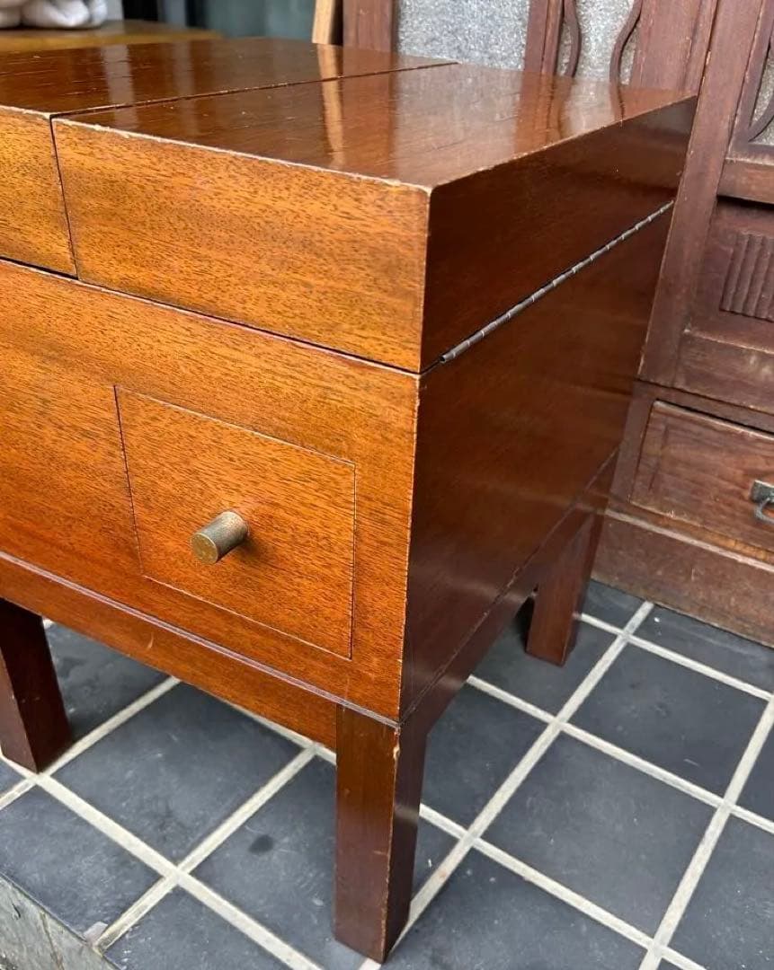 将棋盤収納式テーブル　木製 将棋盤と駒　レトロ