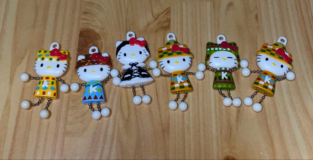 平成 レトロ ハローキティ ゆらゆら ストラップ 6個セット