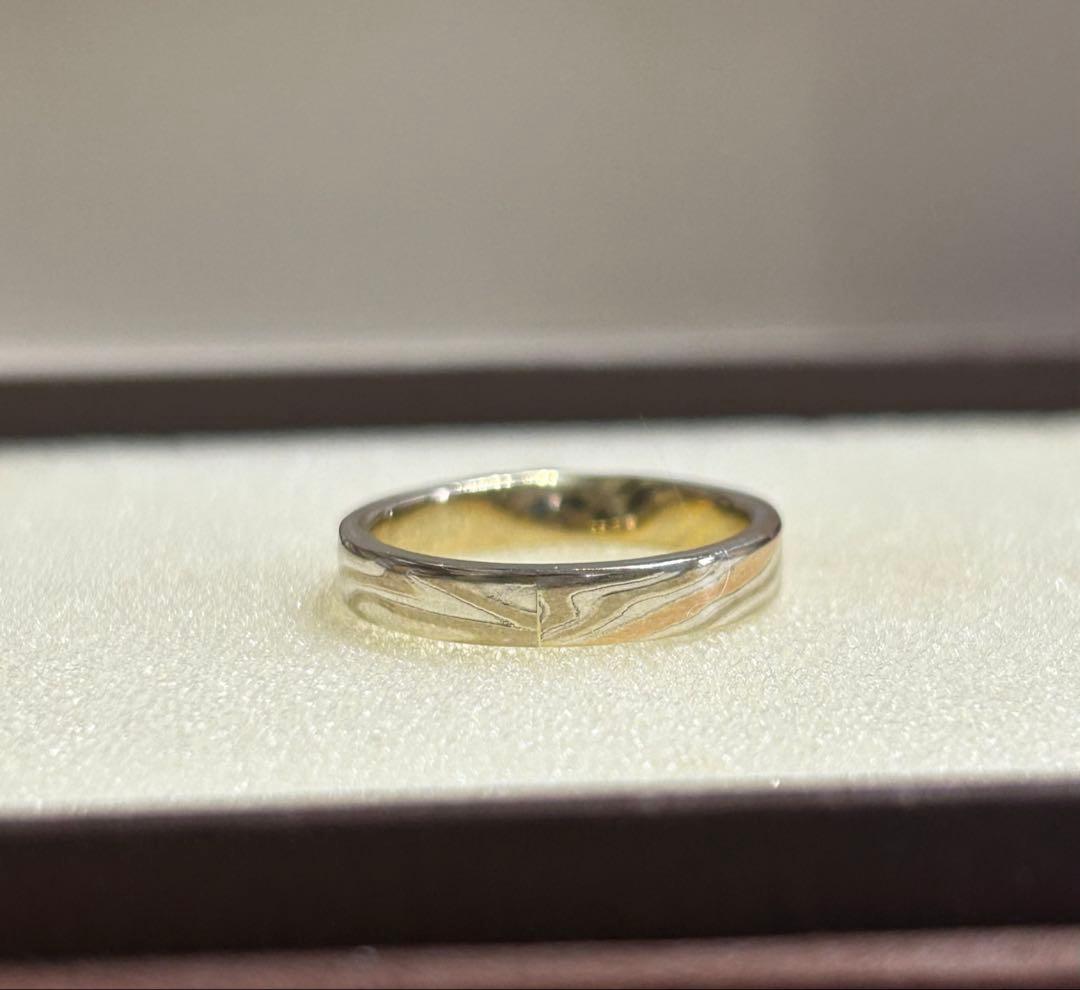 Mmm【杢目金屋】K18/SV結婚指輪 ダイヤモンドリング9号 レディース