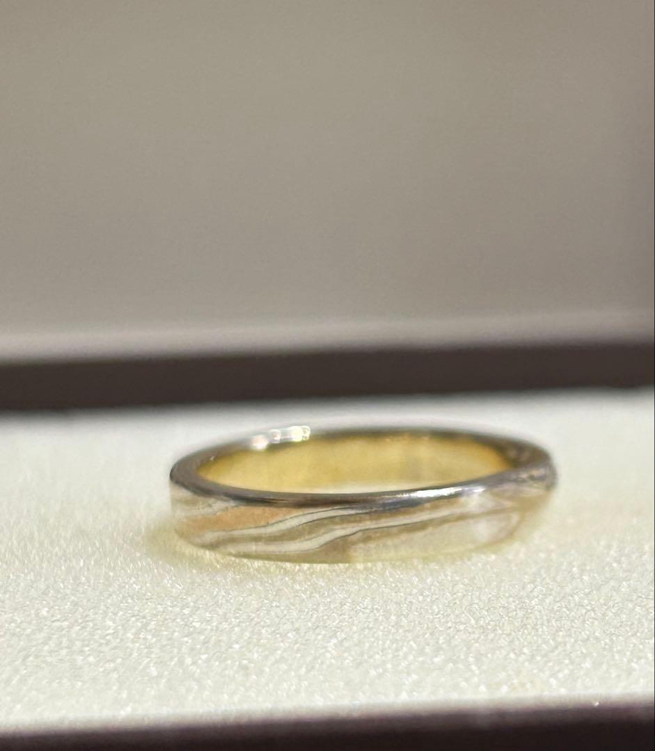 Mmm【杢目金屋】K18/SV結婚指輪 ダイヤモンドリング9号 レディース