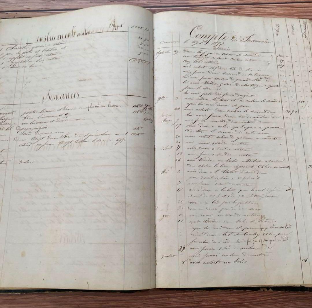 1800年代 フランス　大判帳簿１冊　c15