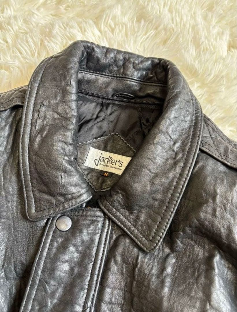 Vintage レザージャケット 　短丈古着 ブラック　M