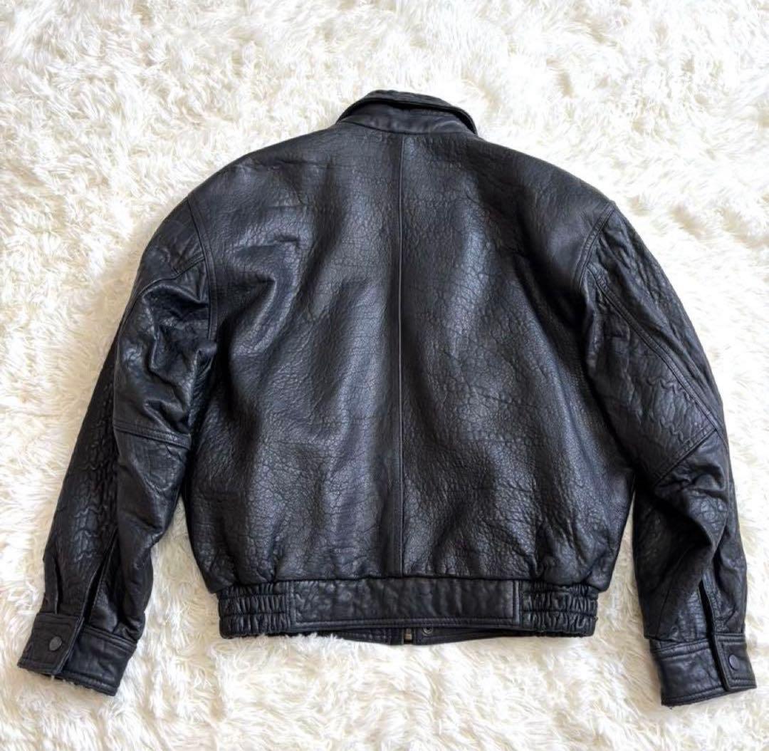 Vintage レザージャケット 　短丈古着 ブラック　M