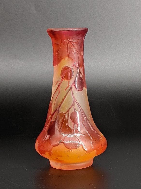 ◆スターガレ ミニアチュール花瓶/多層被せガラスカメオ彫りEmile Galle