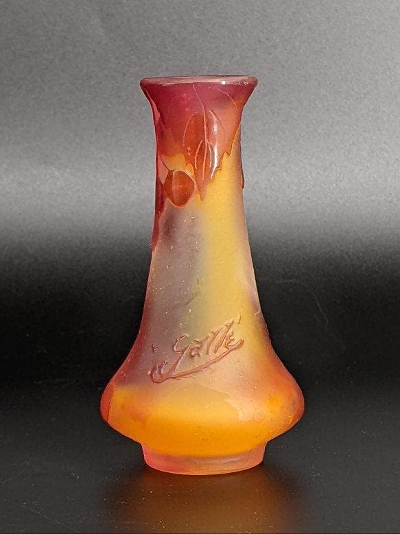 ◆スターガレ ミニアチュール花瓶/多層被せガラスカメオ彫りEmile Galle