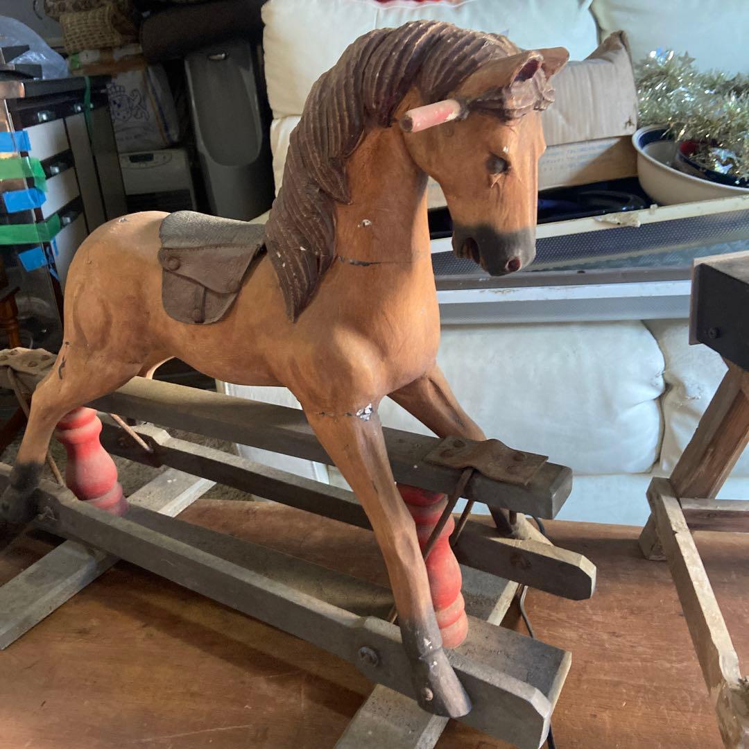 木製 乗馬用木馬 アンティーク