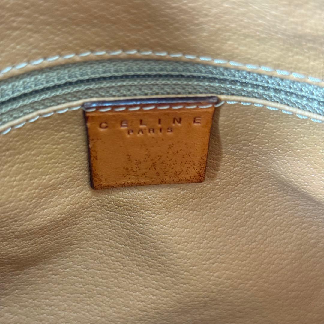 セリーヌ マカダム ハンドバッグ ミニボストンバッグ PVC レザー ブラウン